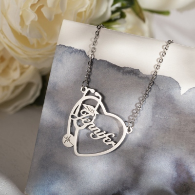 Personalized Heart Stethoscope Name Necklace