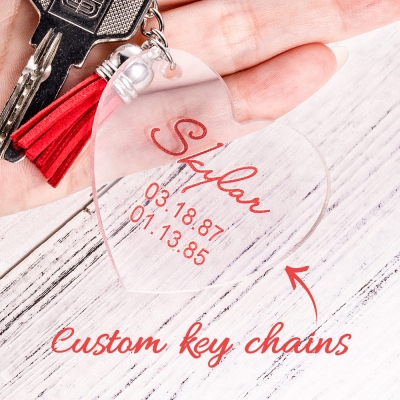 Personalized Mommy Tassel Keychain with Dates