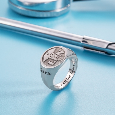 Personalized Caduceus Medical Signet Ring