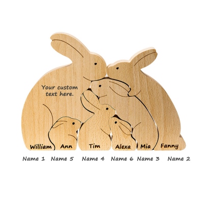 Custom Easter Rabbits Family Wooden Bunny Puzzle