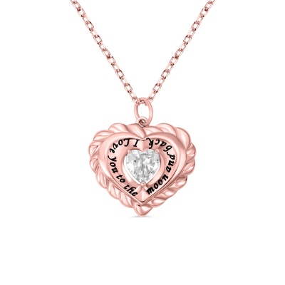 Heart-shaped Birthstone Necklace with Custom Engraving