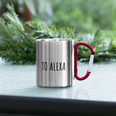 Personalized Camping Mug with Carabiner