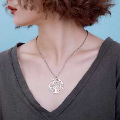 Collier Arbre de Vie-1 à 9 Prénoms-Argent