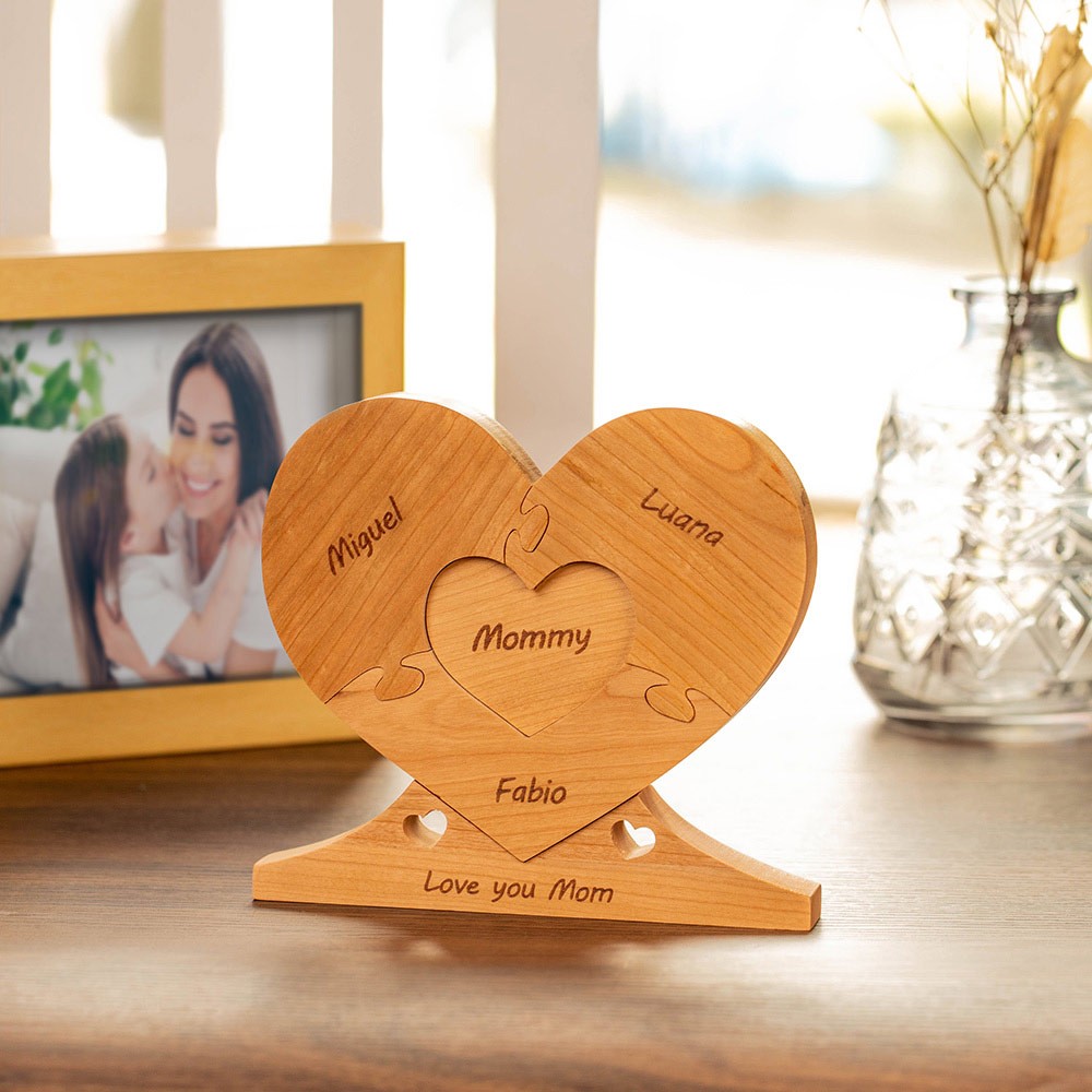 Benutzerdefinierte Familie Puzzle 1 bis 12 Stück mit Namen ein Herz sein