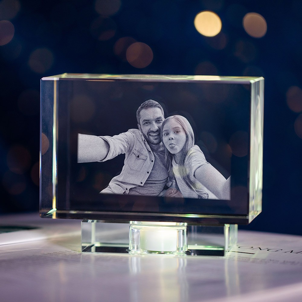 Father's Day 3D Crystal Photo Engraved Gift