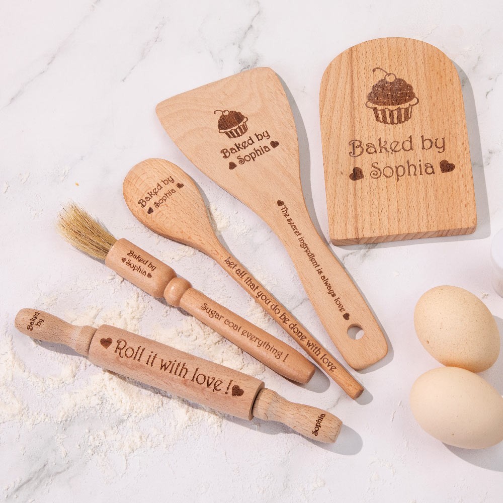 Personalisierte Backutensilien Küchengeschenk für Kinder 6er Set