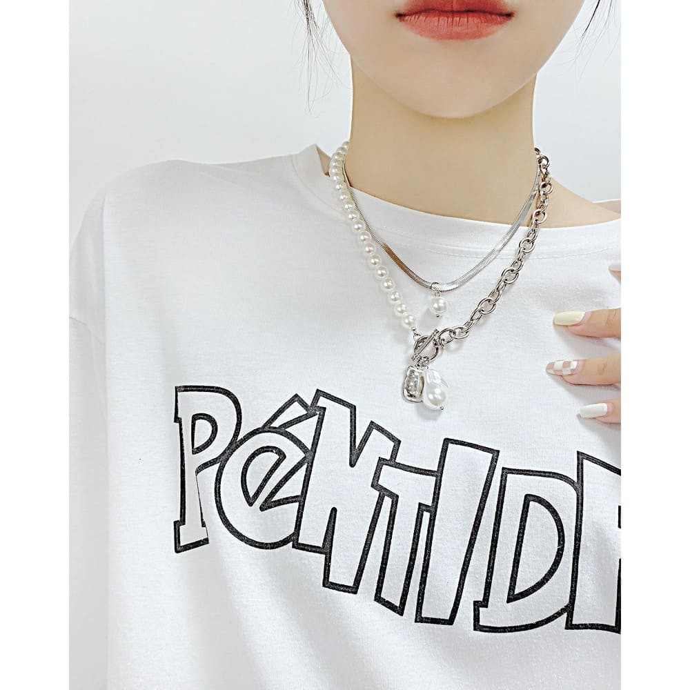 Vintage Dainty Layering Necklace with Pearl, Snake Chain/Paperclip Chains Necklace for Women