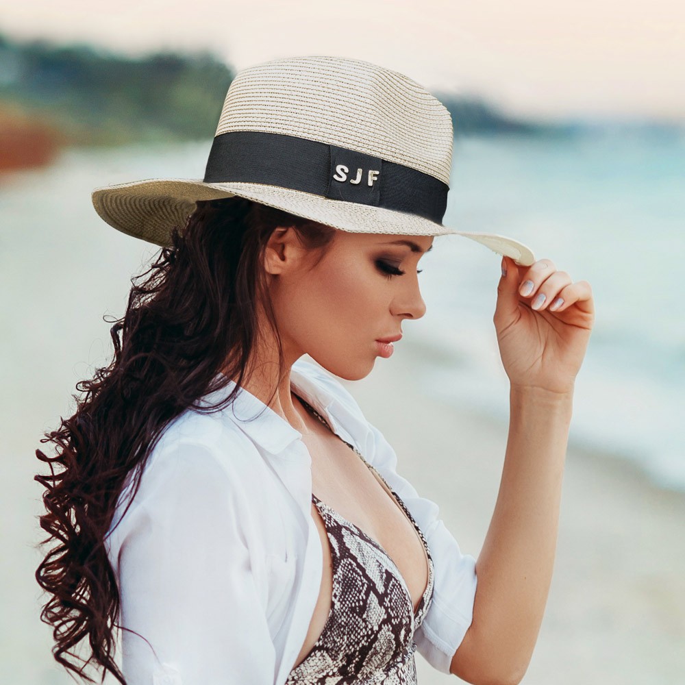 Set of 2 Custom Initial Leather Magnetic Hat Clips for Travel with Initials Panama Hat Option, Luggage Hat Clip, Gift for Travel Enthusiast