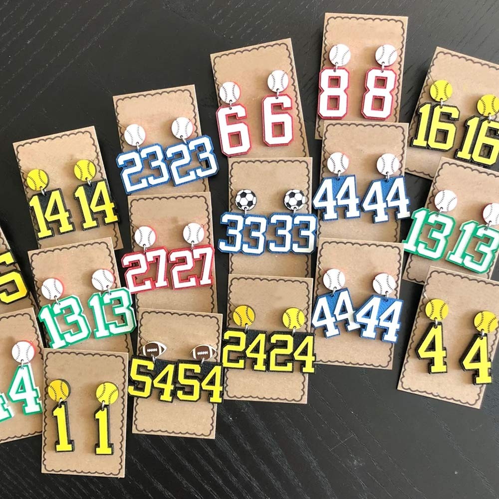 Custom Player Number Earrings, Baseball/Football/Soccer, Gift for Player/Fans/Baseball Moms