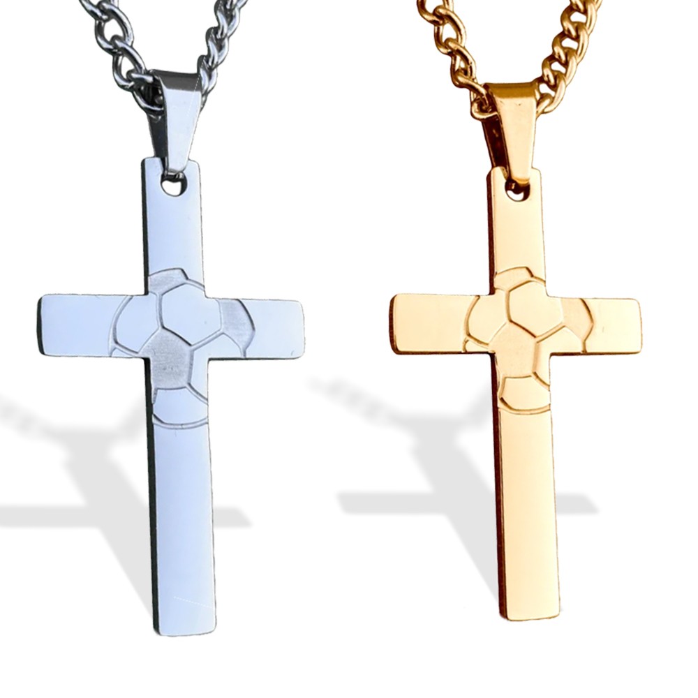 Collier de croix de sport avec collier de pendentifs de football de volley-ball de baseball gravé, cadeau de bijoux pour les athlètes / entraîneur / coéquipier