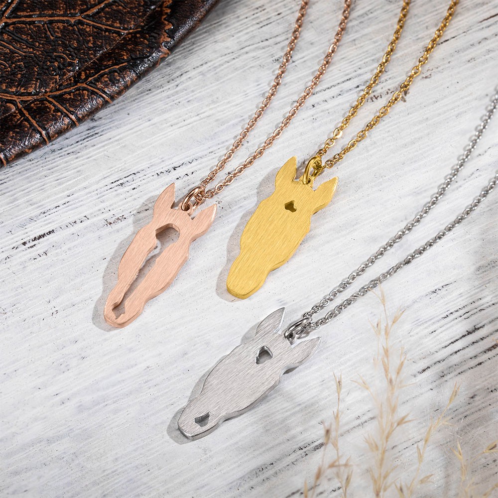 Custom Horse Necklace with Horse Head Silhouette