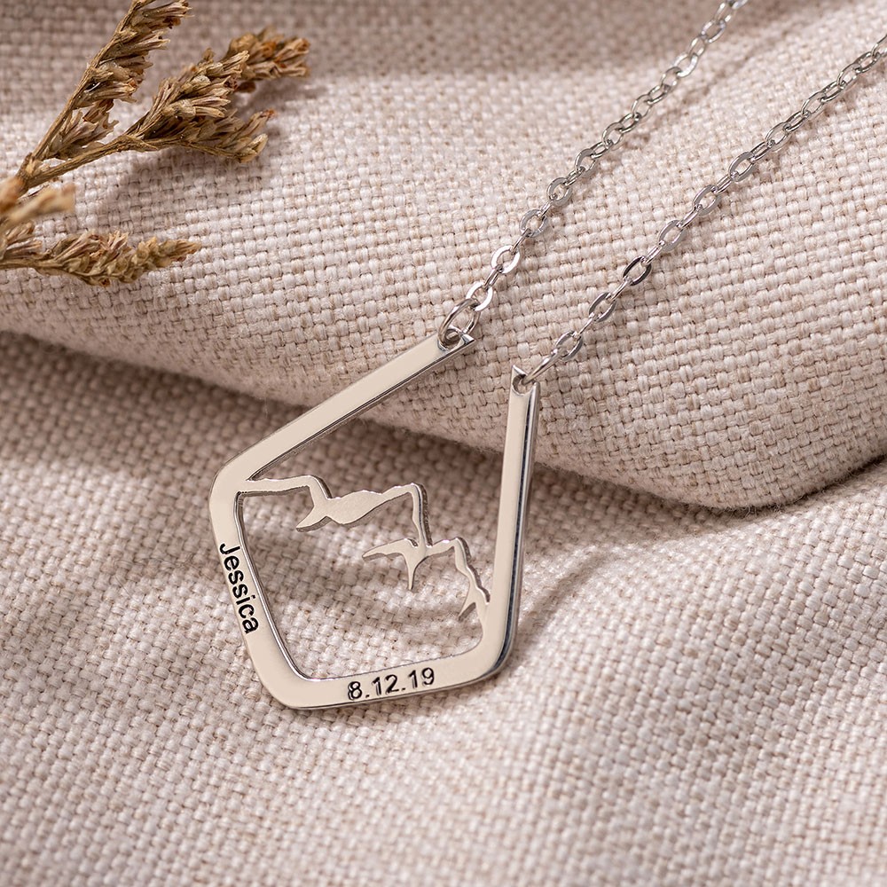 Dainty Ring Holder Necklace with Mountain Design, Custom Geometric Ring Keeper Simple Jewelry Gift for Her/Womens/Girls Mothers/Doctor/Nurse