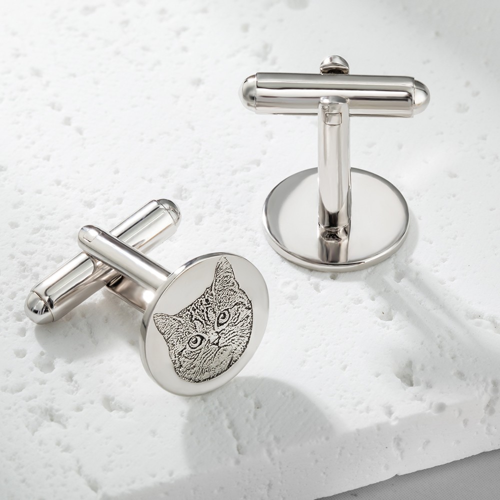 Custom Pet Portrait Cufflinks, Memorial Cufflinks, Stainless Steel/Sterling Silver 925 Cufflinks, Father's Day Gift for Groom/Men/Father