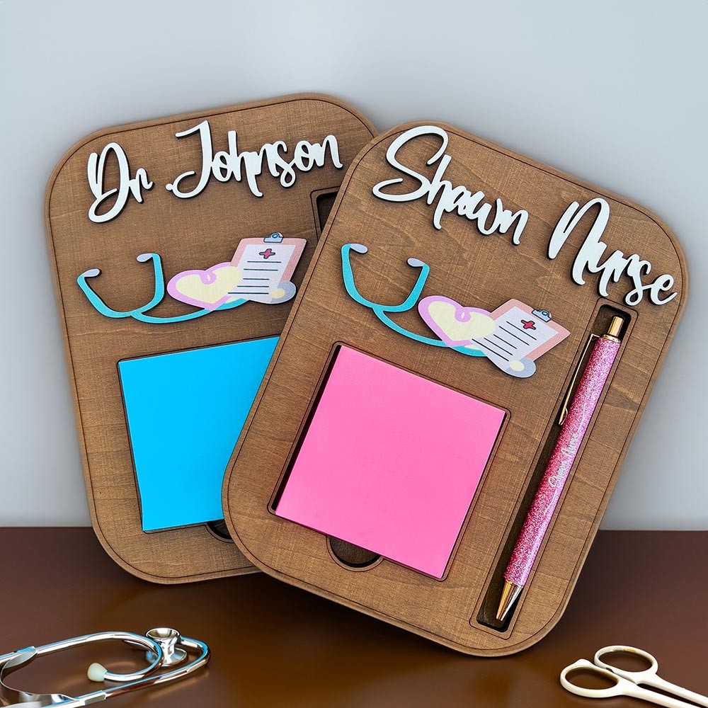 Personalized Medical Themed Sticky Note Holder, Custom Name Post-it Holder with Pen Slot, Doctor/Nurse Gift, Graduation Gift, Gift for Her