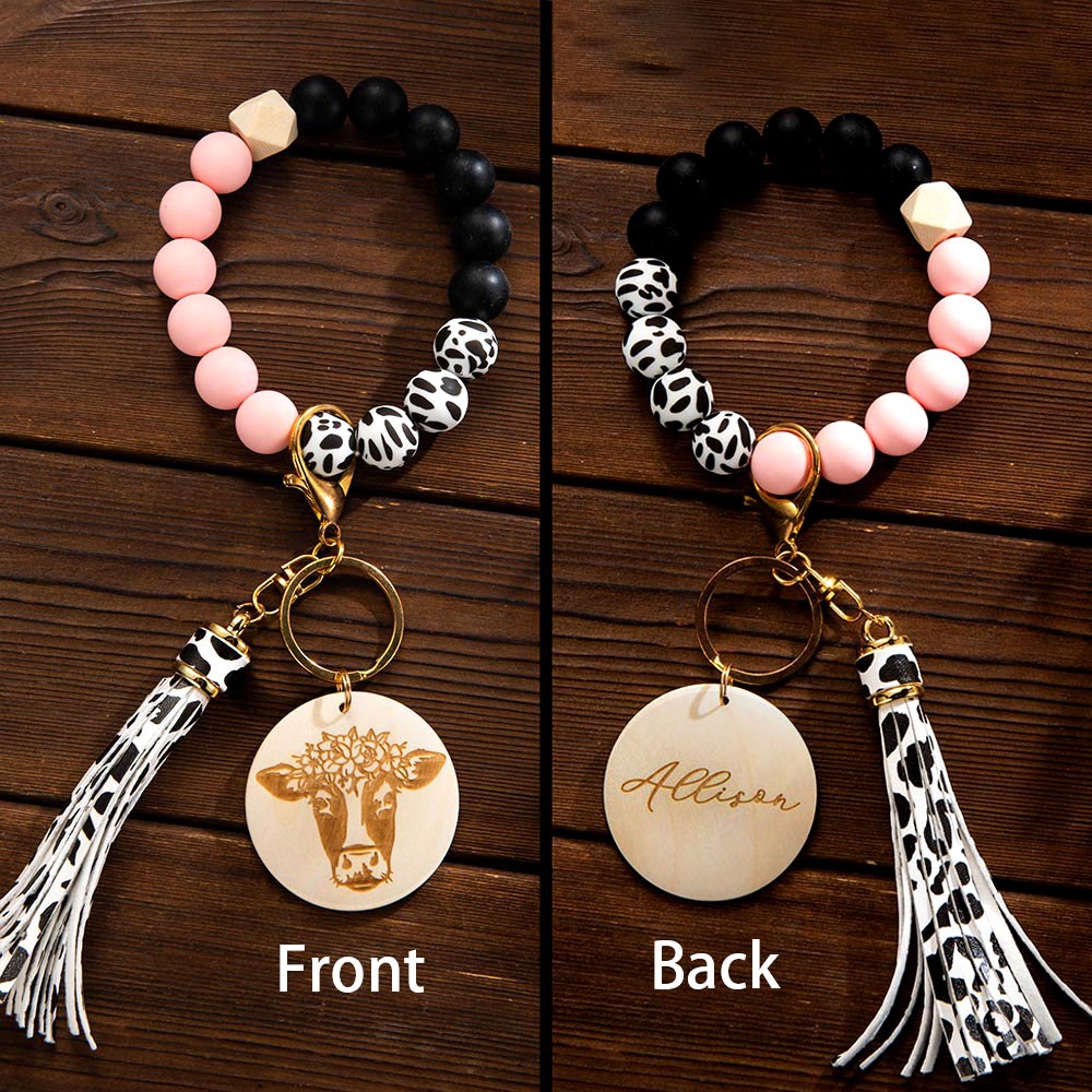 cow print keychain