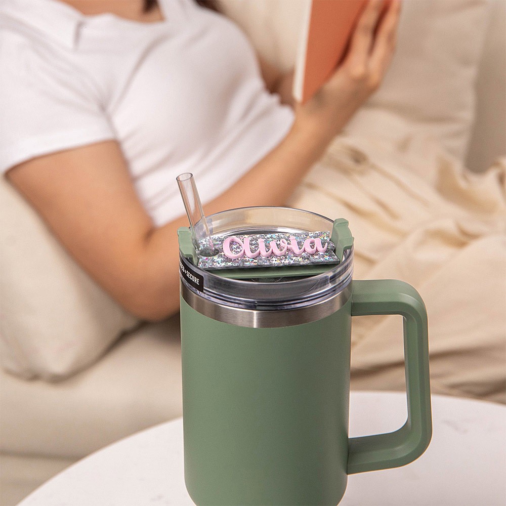 Personalized Name Tag for Tumbler Lid, Tumbler Cup Accessories, Glitter Name Tag, Acrylic Name Tag, Cup Nameplate, Christmas Gift for Kids/Friends