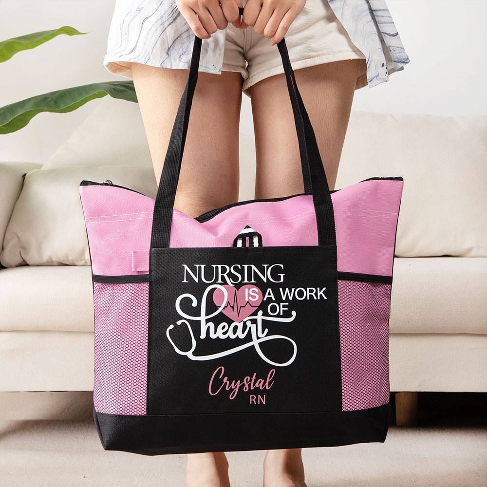nurse tote bag with zipper