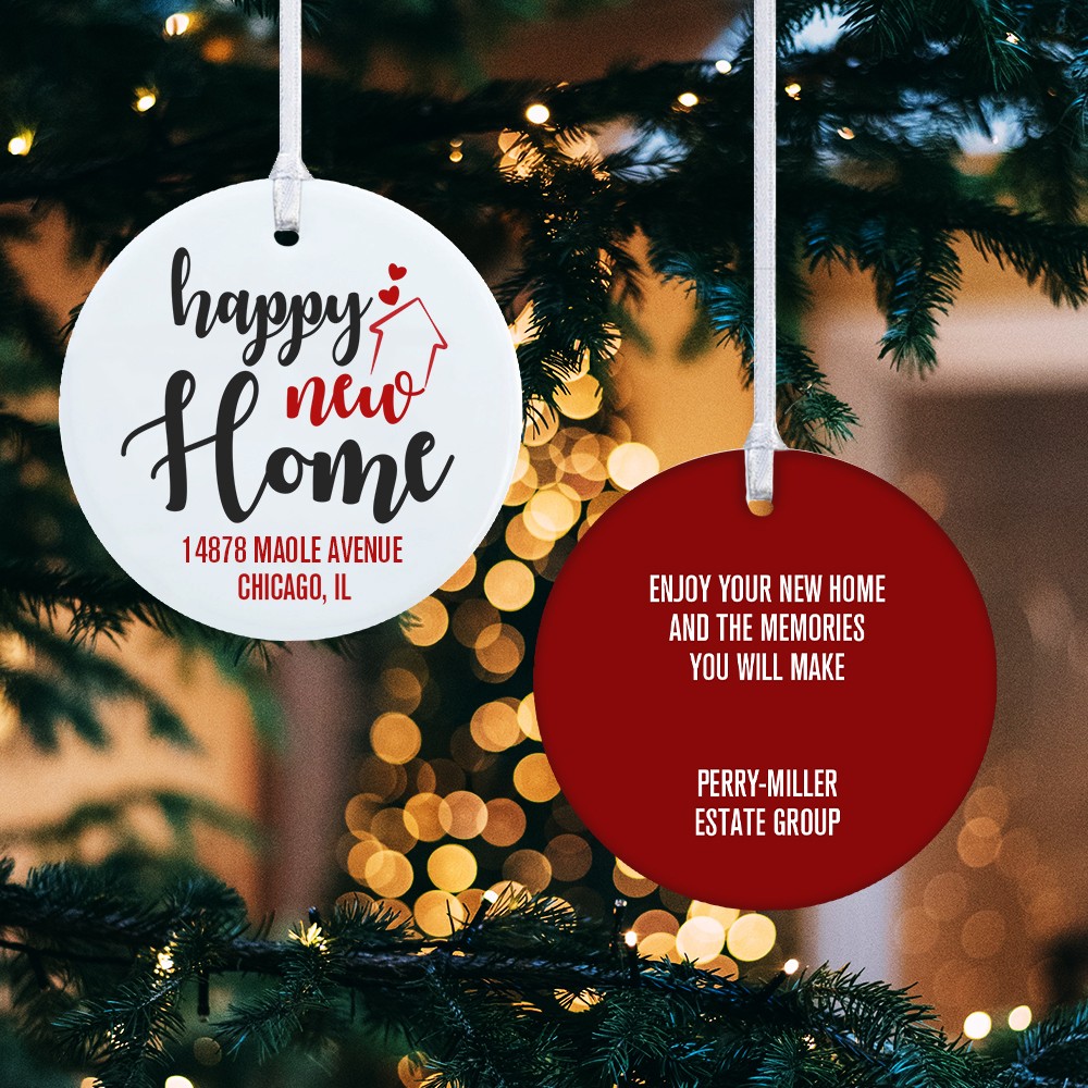 Personalized Happy Home Ceramics Decoration, Custom Christmas Ornament with Message, Home Decoration, Housewarming Gift, Gift for Friends/Family/Her
