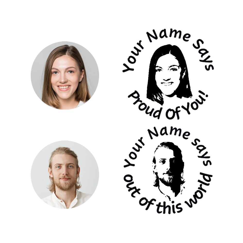 Custom Face Portrait Self-Inking Teacher Stamps for Classroom, Logo Stamps for Homework Grading, Back To School Thank You Gift for Teacher