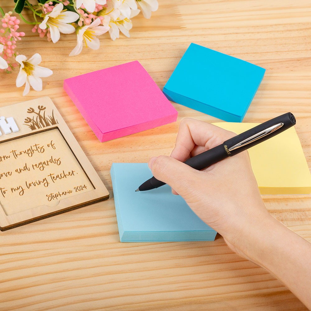 Personalized Sticky Note Holder for School Desk, Teacher Appreciation Gifts, Custom Post It Notes Holder, Best Teacher Gifts, End of the Year Gift