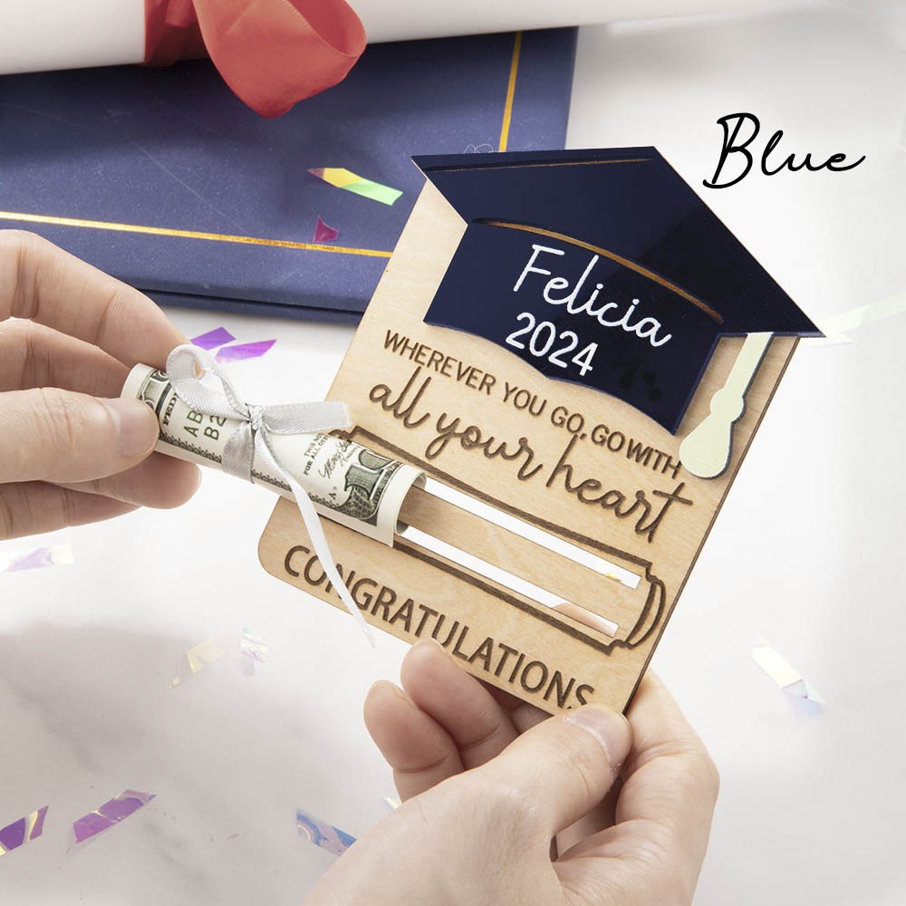 Porte-carte cadeau de remise de diplôme personnalisé, citations de remise de diplôme, porte-argent de remise de diplôme 2023, boîte à cartes en bois, cadeau de remise de diplôme pour diplômés/fille/fils