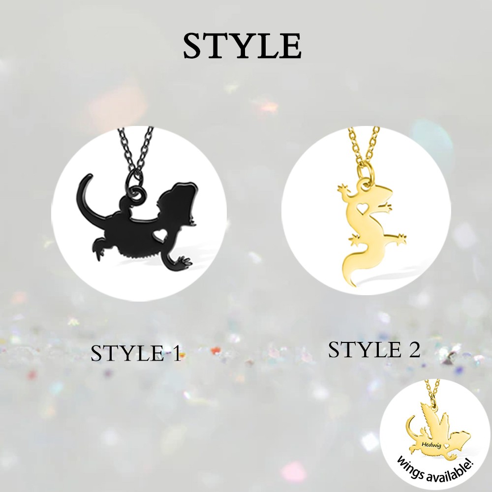 Personalized Bearded Dragon Necklace, Lizard Name Jewelry, Reptile Gift, Custom Pet Loss Memorial Gift, Angel Heaven Rainbow Bridge