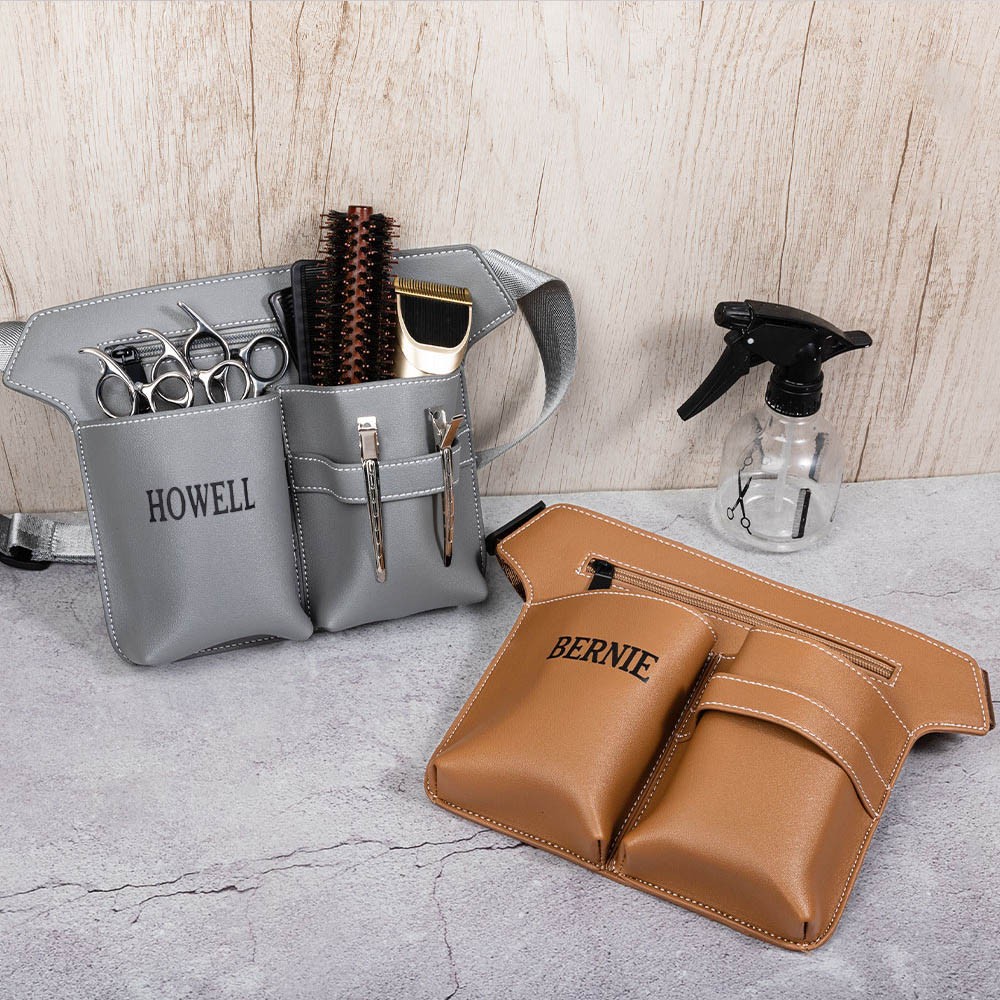 Custom Hairdresser Scissor Bag, Barber Leather Waist Pouch, Hairdressing Tools Storage with Waist Belt, Hair Stuff Travel Bag Hairstylist Must Haves
