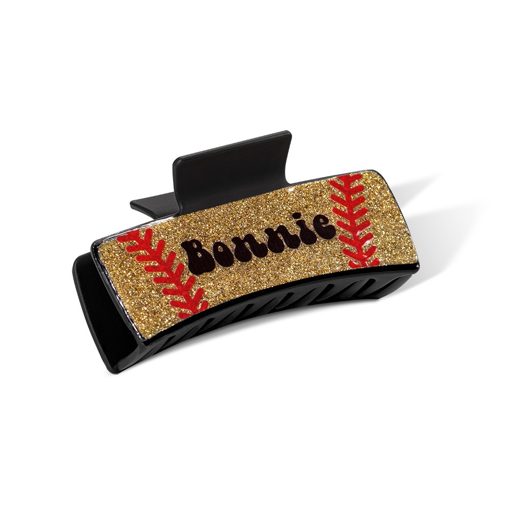 Personalized Baseball Glitter Claw Clip for Women, Custom Name Sports Hair Clip, Hair Accessory, Birthday/Anniversary Gift for Baseball Lover/Mom/Her