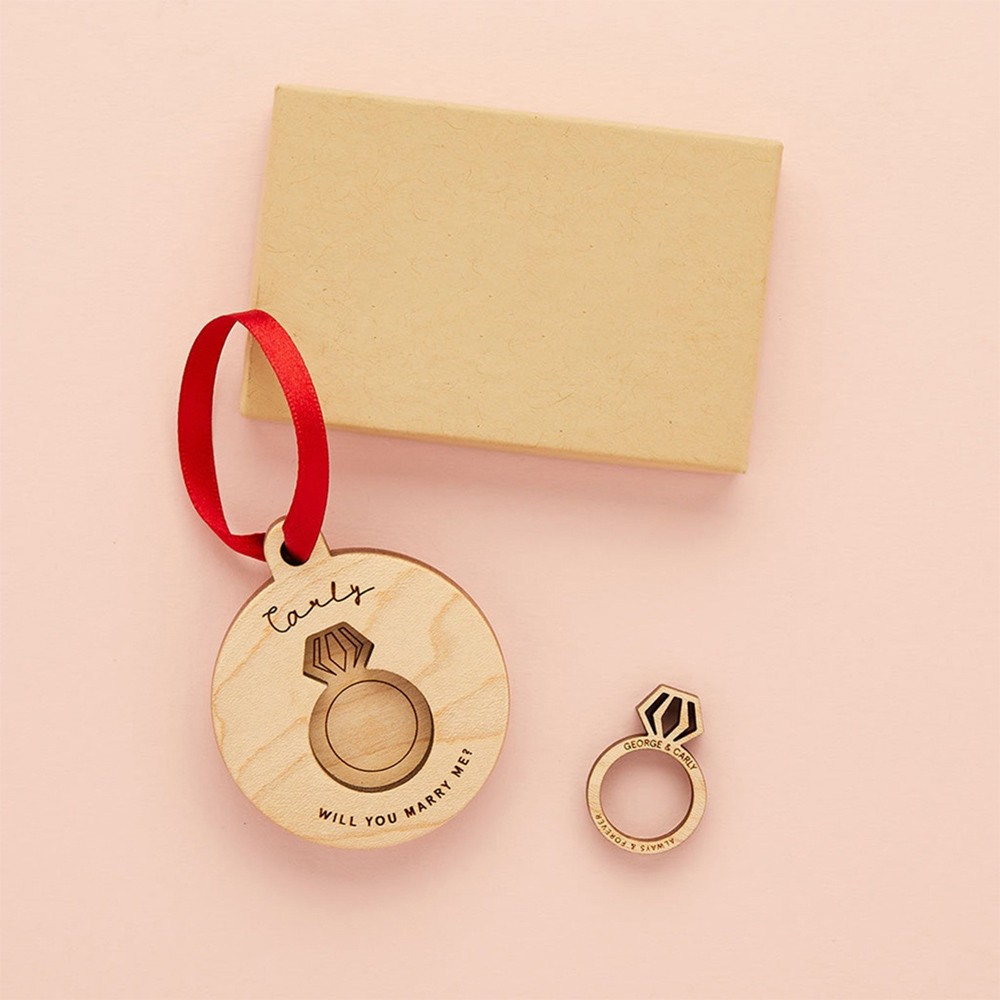 Wooden Engagement Tree Ornament 