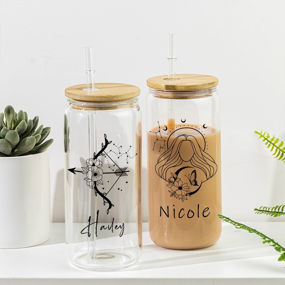Glass cup with name