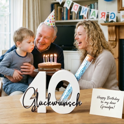 Gepersonaliseerde verjaardagsdecoratie met leeftijdsaanduiding en tekst, 0 tot 100 verjaardagsfeestdecoraties, verjaardags-/jubileumcadeau voor familie/vrienden/koppel
