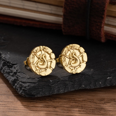 Personalized DND Class Antique Brass Stud Earrings (One Pair), DND Jewelry Gifts