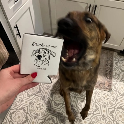 Personalized Cute Pet Portrait Can Cooler with Name, Hand Drawn Cat/Dog Sketch Insulated Drink Sleeve, Summer Party Favor, Gift for Pet Owners/Lovers