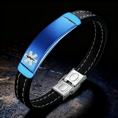 Personalized Luminous Medical Alert ID Bracelet with Text, Emergency Contact Wristband, Unisex Daily Jewelry, Birthday Gift for Men/Women/Family