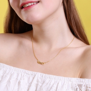 Engraved Infinity Double Name Necklace for Her in Gold