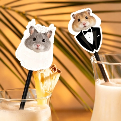 Custom Pet Portrait Wedding Drink Stirrers, Funny Cat/Dog Face Cocktail Stirrers, Bridal Shower/Bachelorette Party Decor, Gifts for Guests/Pet Lovers
