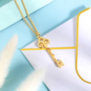 Personalized Key to True Love Birthstone Name Necklace