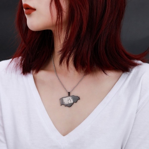 Personalized State Map Photo Necklace