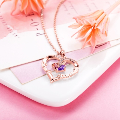 Forever Together Birthstone Name Heart Necklace
