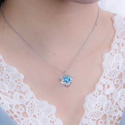 Personalized Angel Wing Necklace with Birthstones