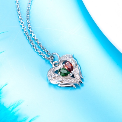 Personalized Angel Wings Birthstone Ring & Necklace