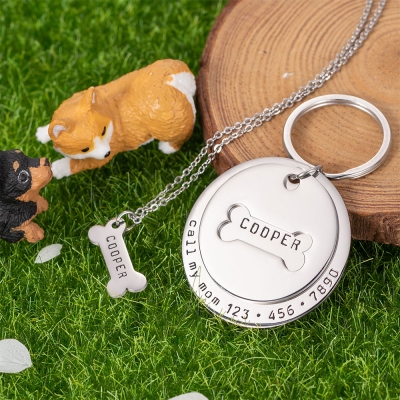 Personalized Collar Tag & Bone Necklace