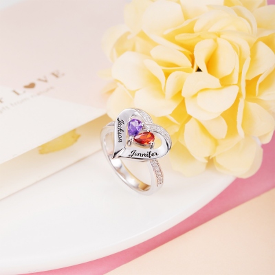 Personalized Heart Birthstone Necklace & Ring