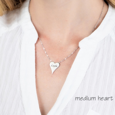 Engraved Dainty Heart Necklace I Love You Mama Necklace
