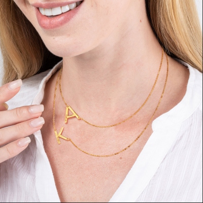 Personalized Sideways Initial Name Necklace