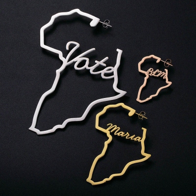 Personalized Africa Map Hoop Earrings