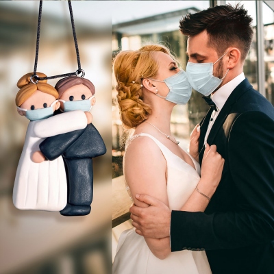 Customized Bride and Groom Clay with a Mask