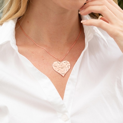 Personalized Heart Puzzle Necklace