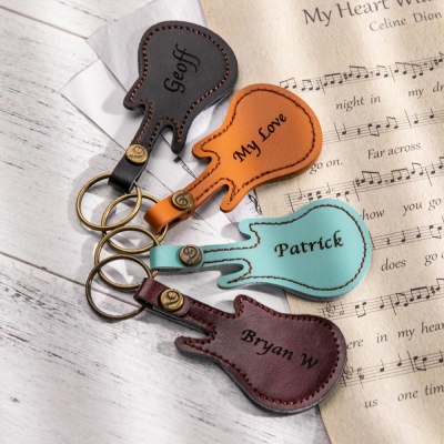 Personalized Wood Guitar Pick with Guitar Shaped Case