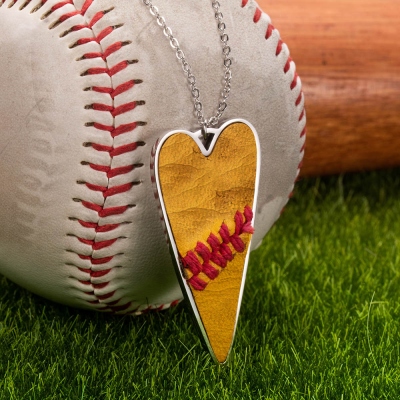 Collier/boucles d'oreilles en cuir de baseball personnalisé Bijoux de sport